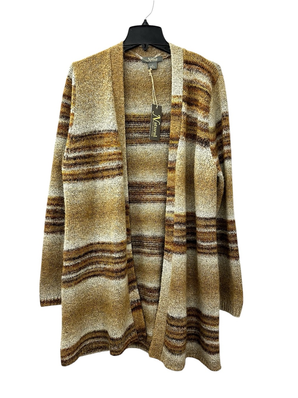 NWT Natural Reflections Cardigan Longline Brown Tan Wool Blend Women's Size XL